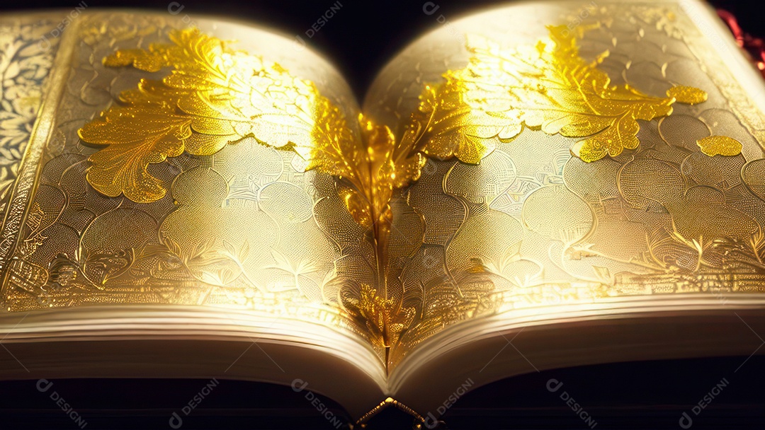 Imagem realista livro dourado.