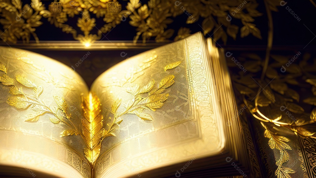 Imagem realista livro dourado.