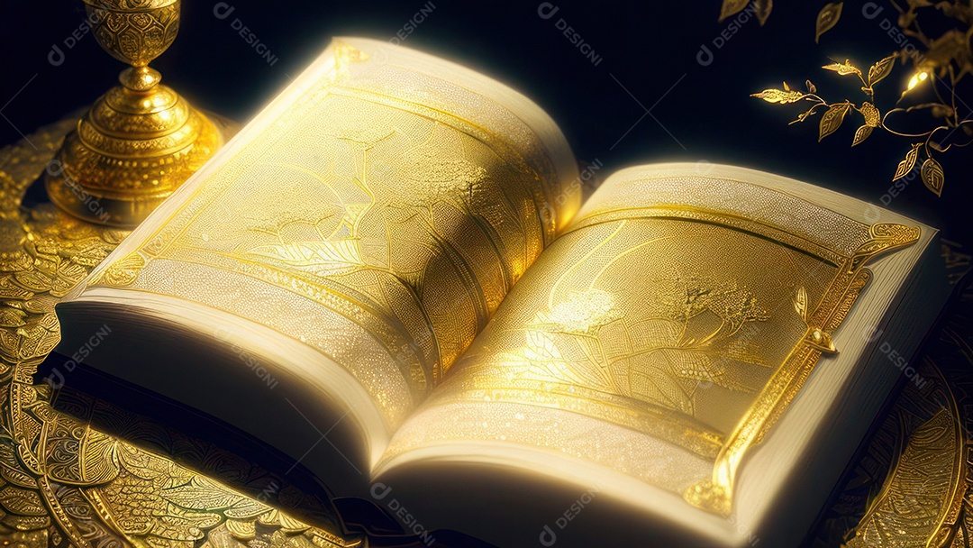 Imagem realista livro dourado.