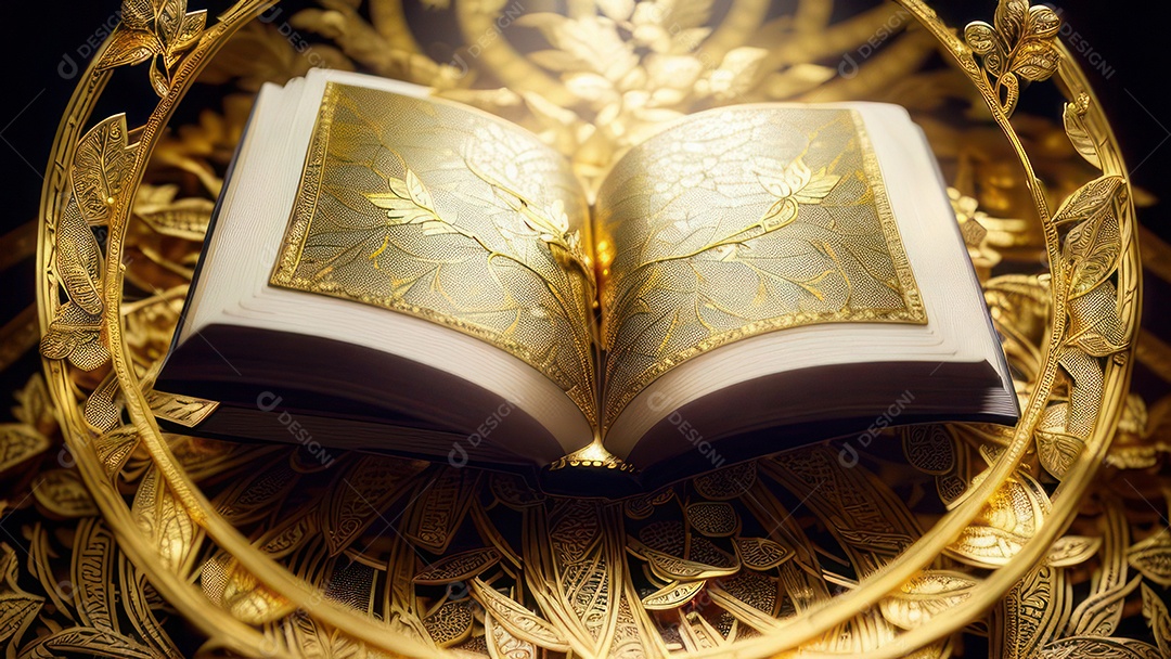 Imagem realista livro dourado.