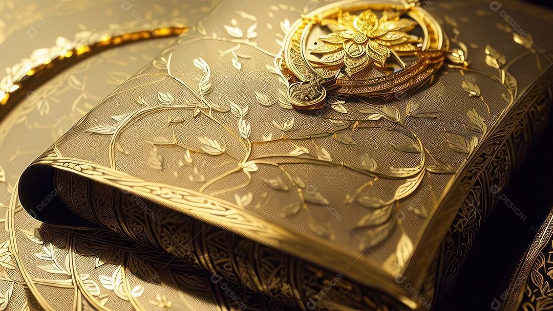 Imagem realista livro dourado.
