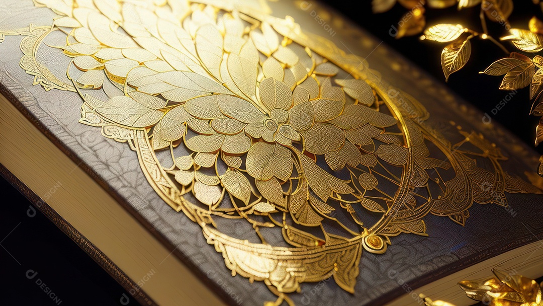 Imagem realista livro dourado.