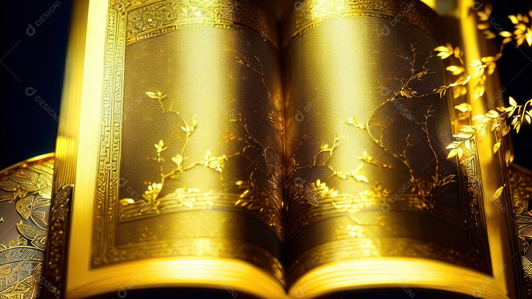 Imagem realista livro dourado.