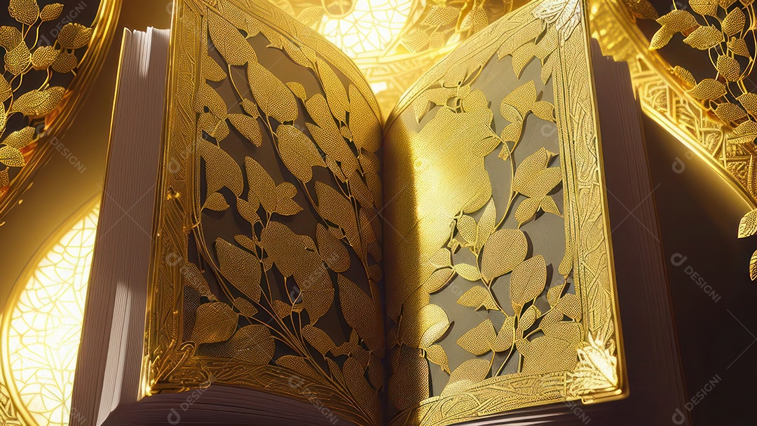Imagem realista livro dourado.