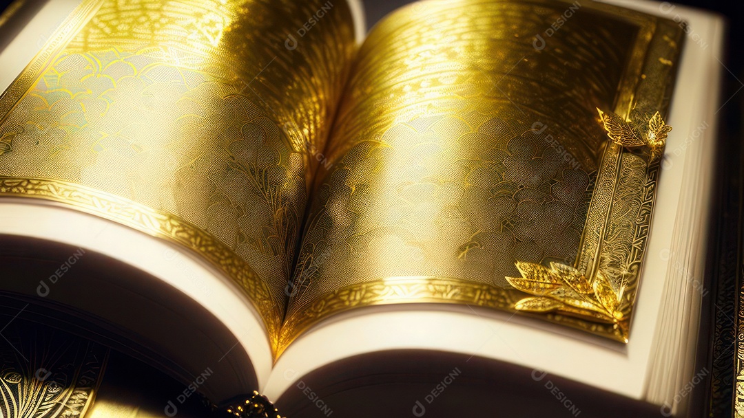 Imagem realista livro dourado.