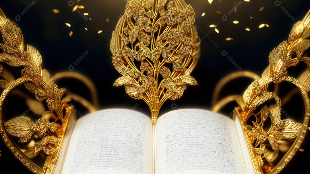 Imagem realista livro dourado.