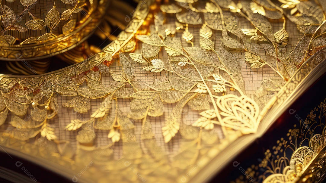 Imagem realista livro dourado.