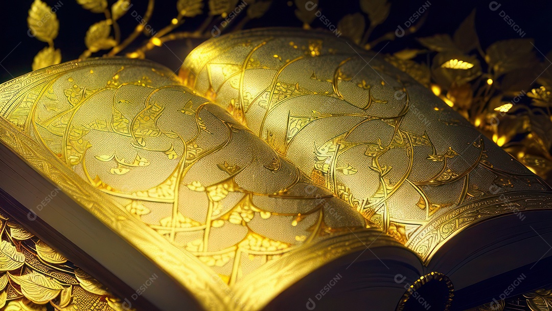 Imagem realista livro dourado.