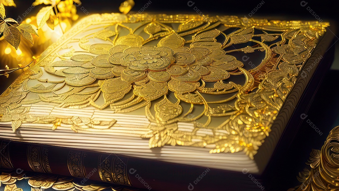 Imagem realista livro dourado.