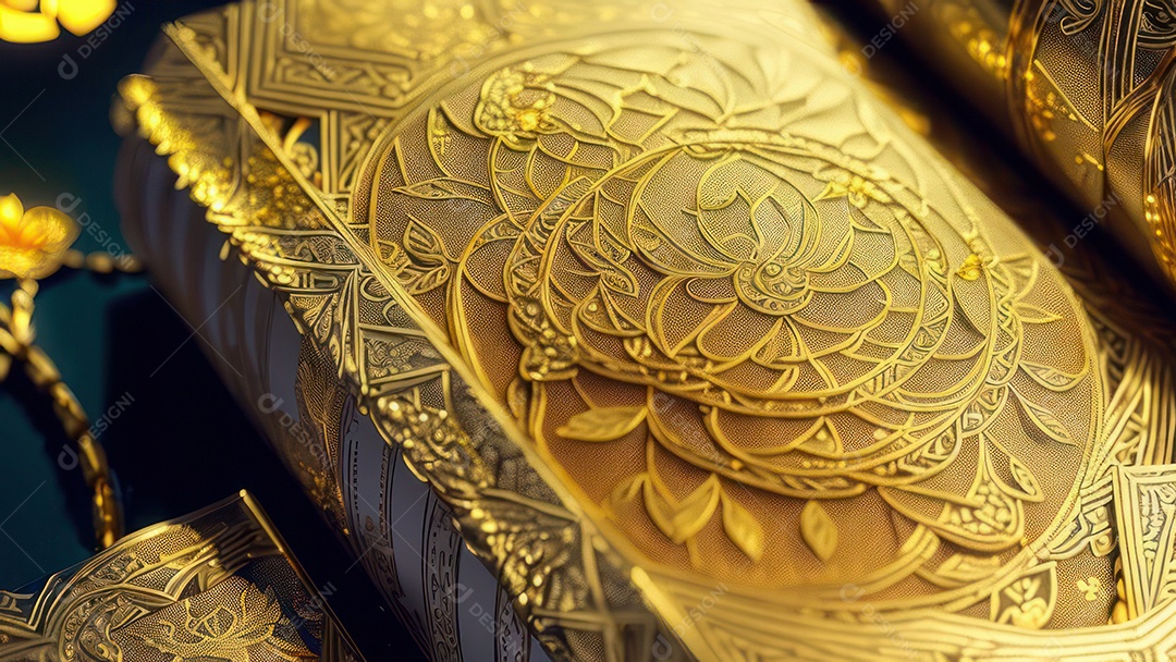 Imagem realista livro dourado.