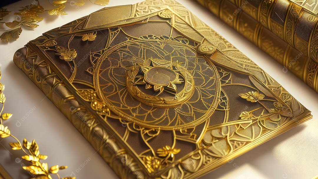 Imagem realista livro dourado.