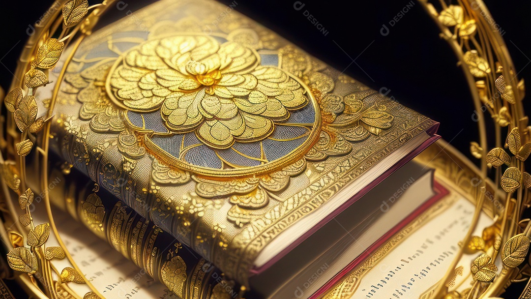Imagem realista livro dourado.