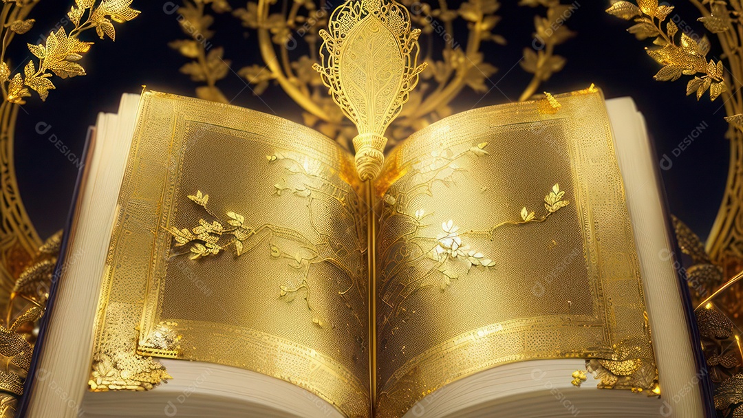Imagem realista livro dourado.