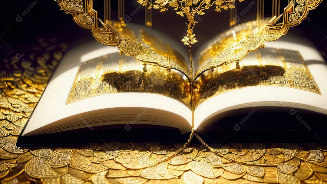 Imagem realista livro dourado.