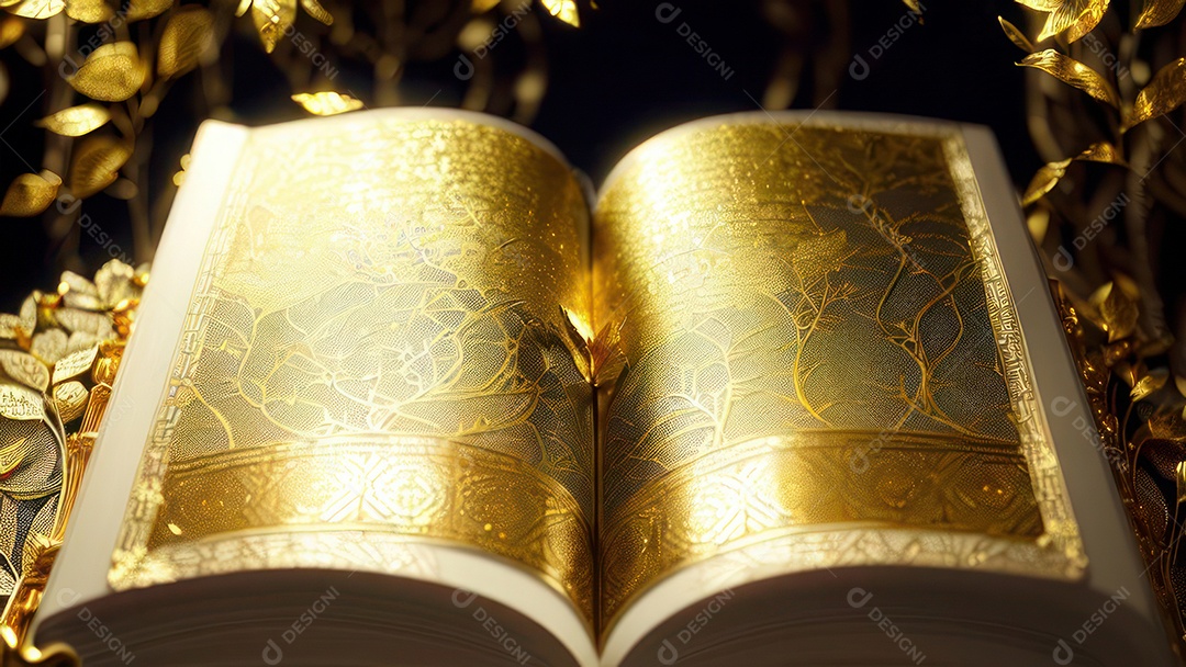 Imagem realista livro dourado.
