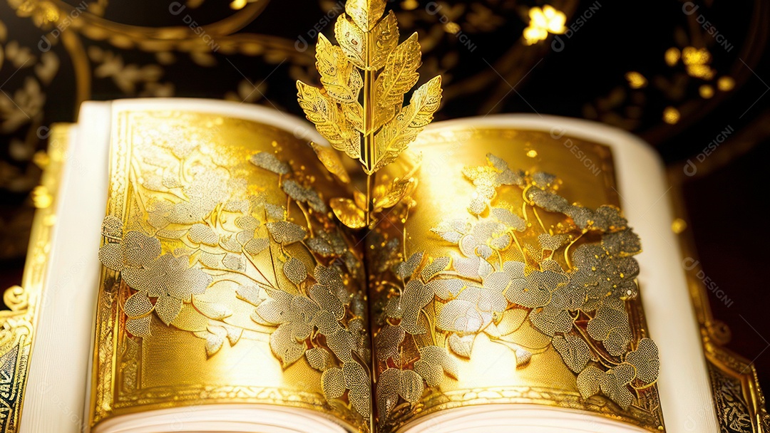 Imagem realista livro dourado.