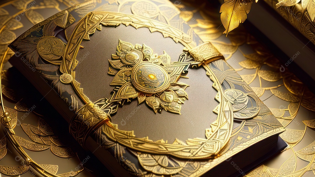 Imagem realista livro dourado.