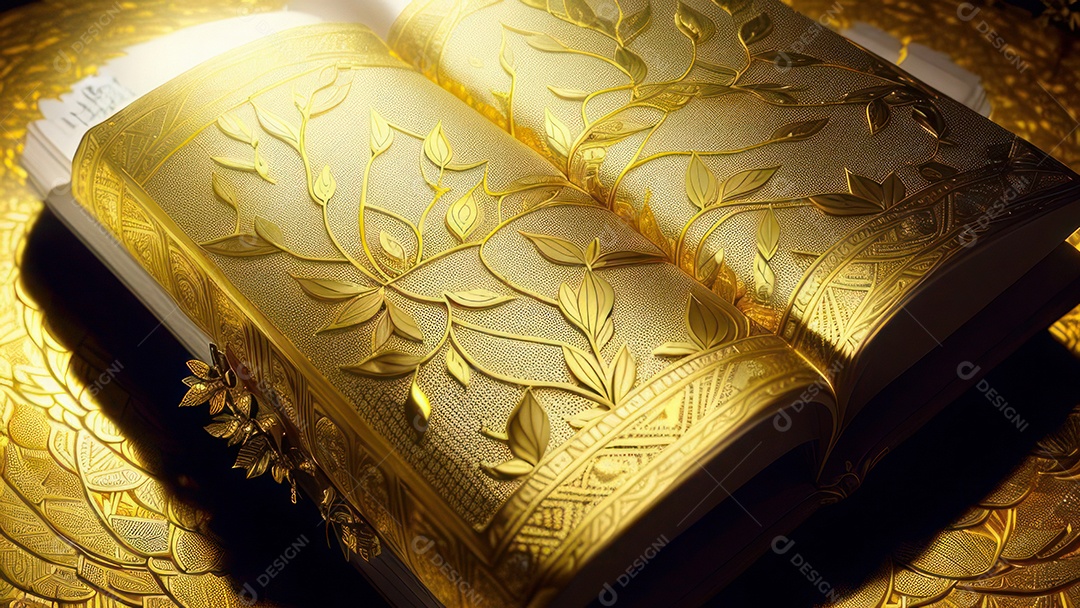 Imagem realista livro dourado.