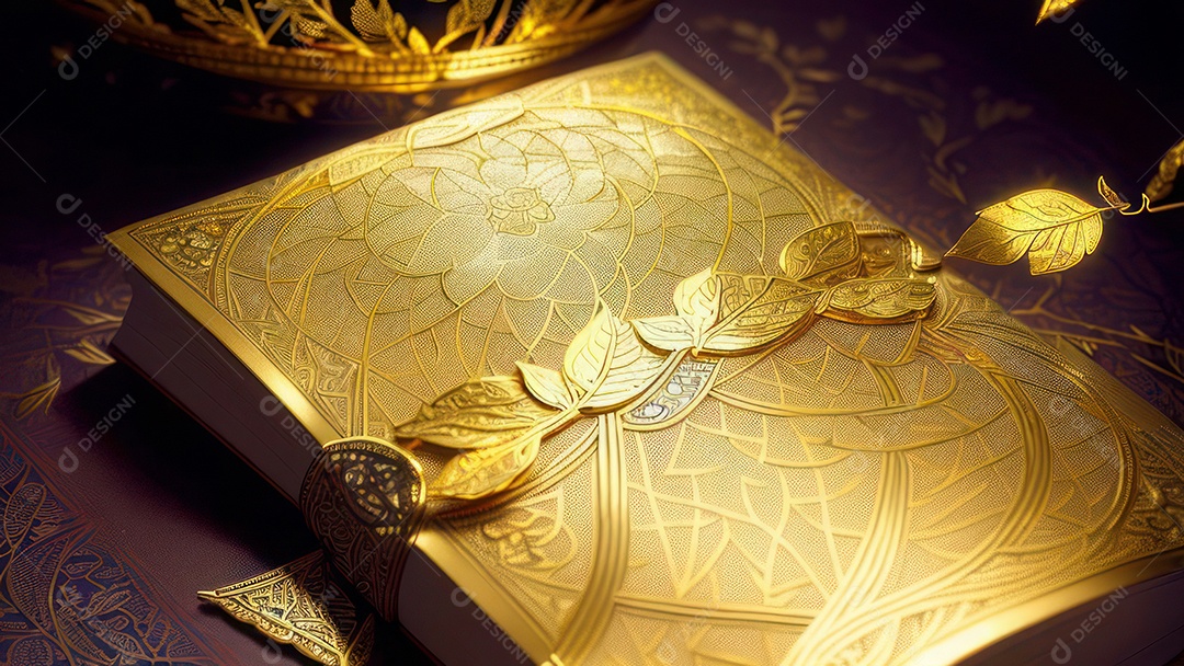 Imagem realista livro dourado.