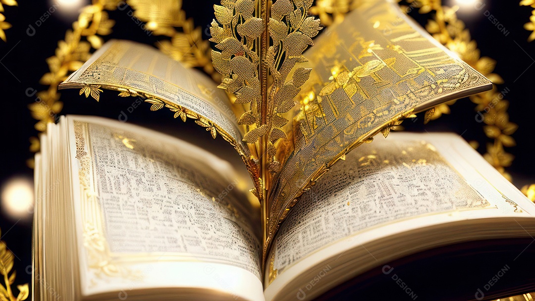 Imagem realista livro dourado.