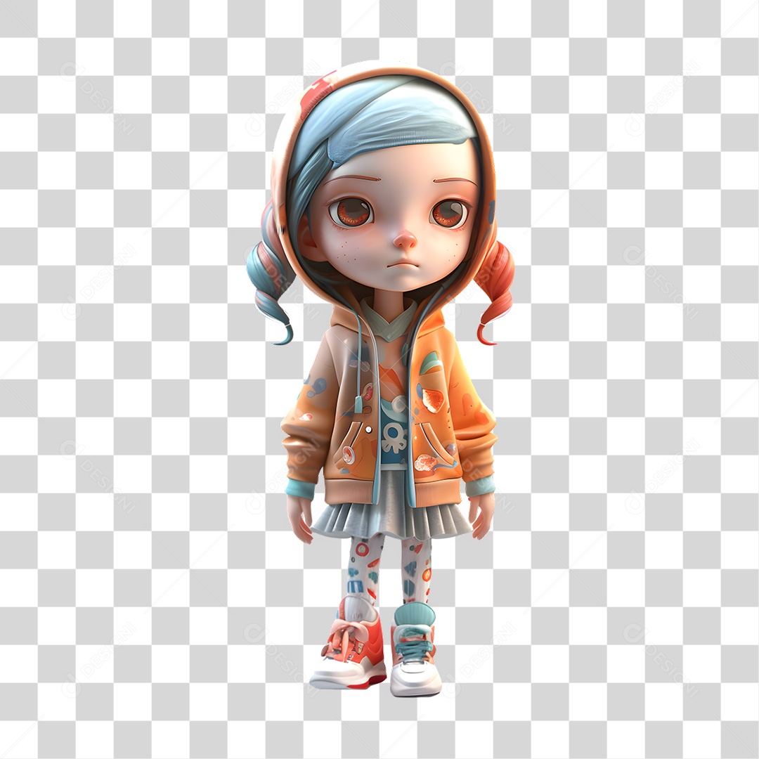 Personagem Garota 3D Colorida PNG Transparente