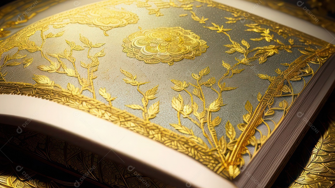Imagem realista livro dourado.