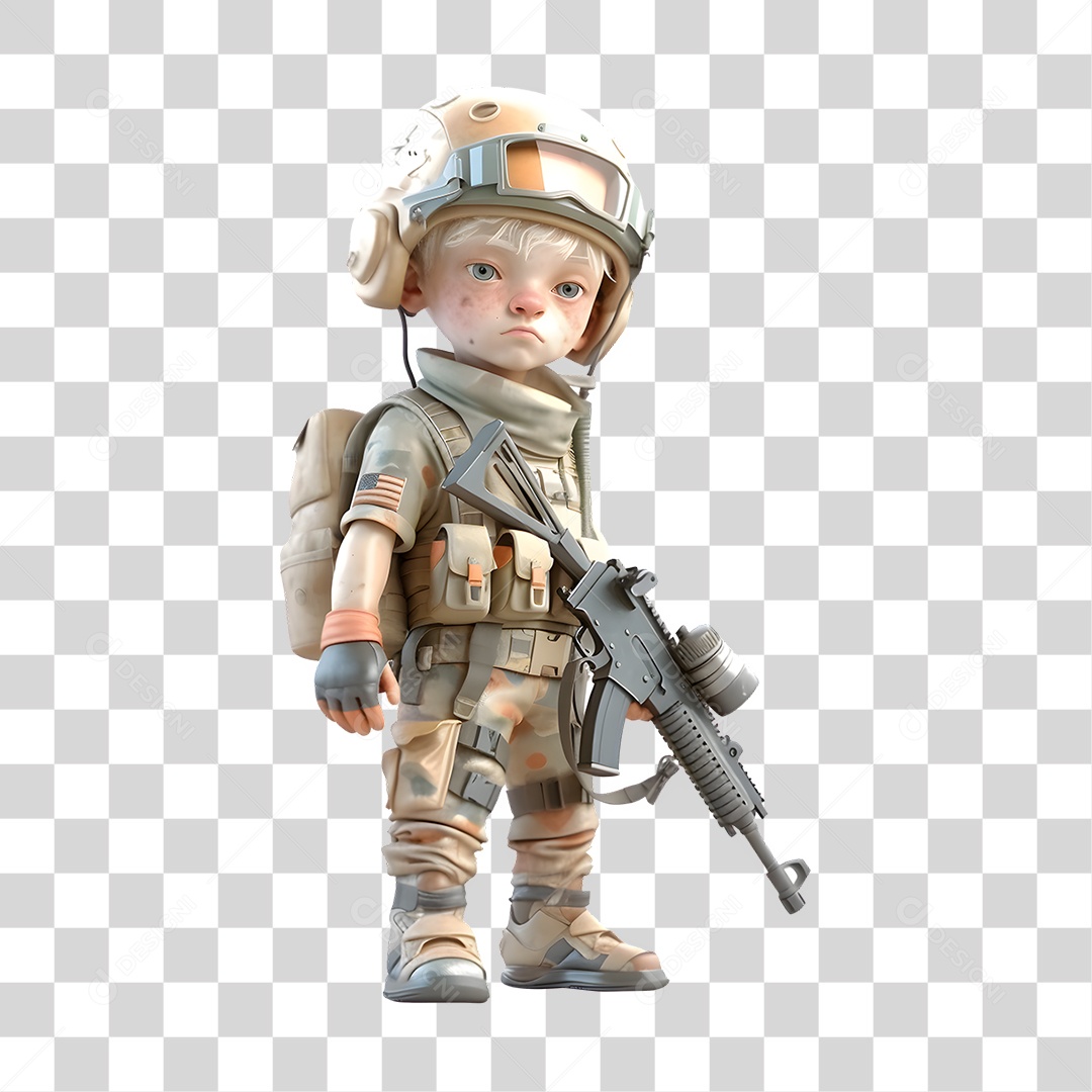 Soldado 3D Garota de Uniforme PNG Transparente