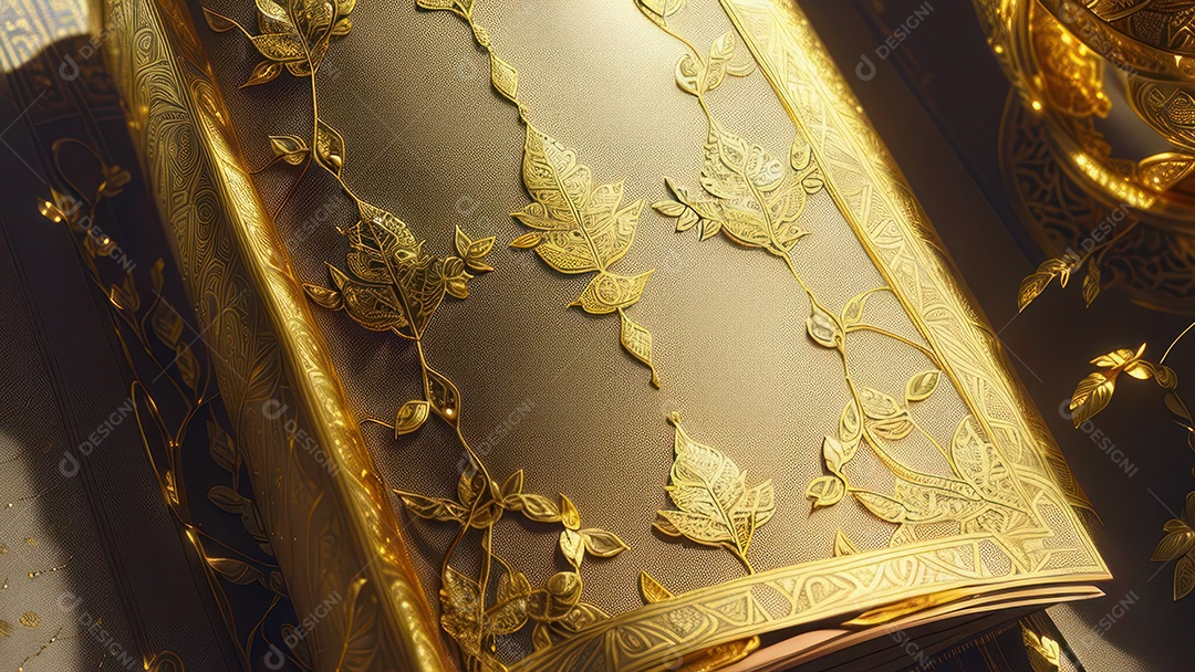 Imagem realista livro dourado.
