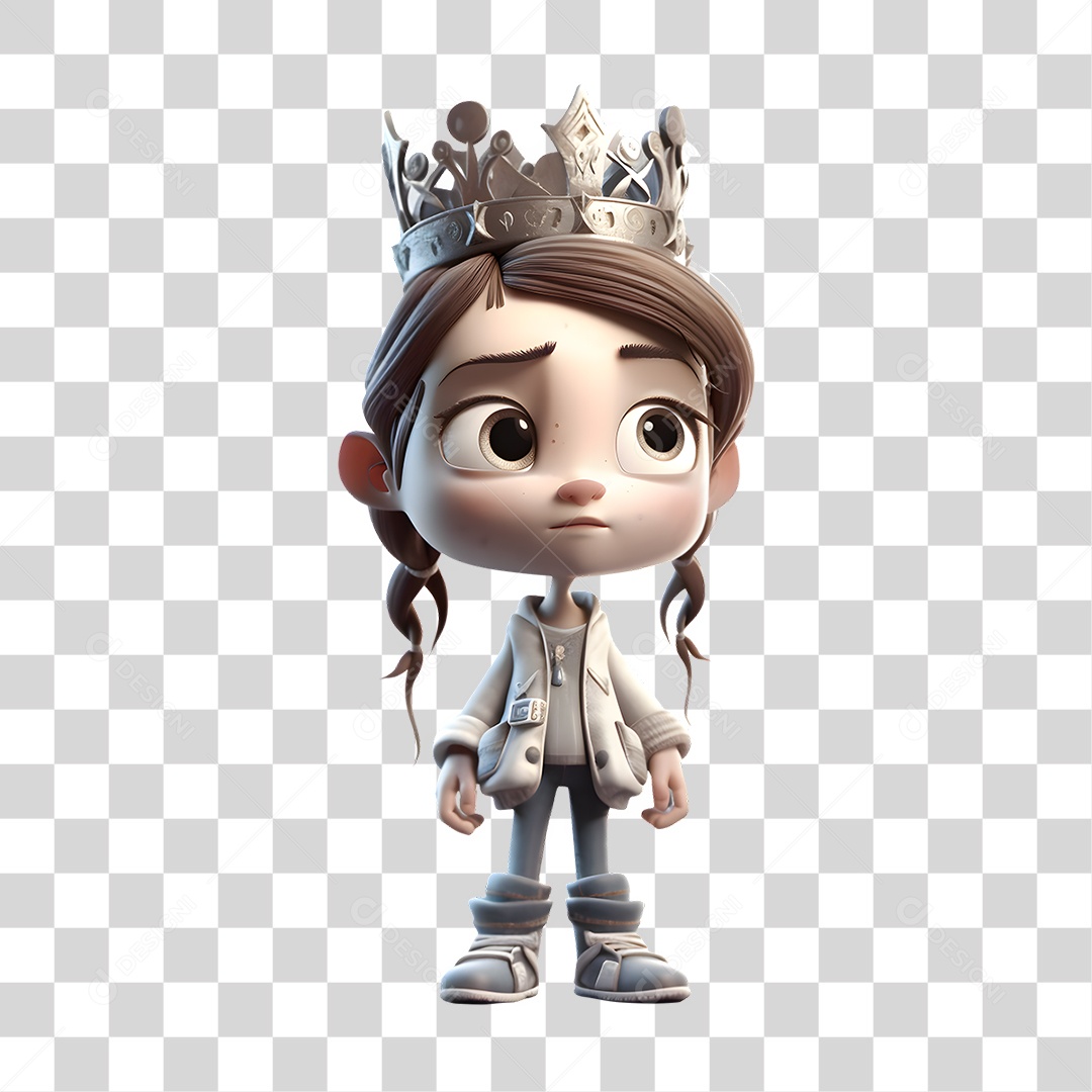 Princesa 3D Coroada PNG Transparente