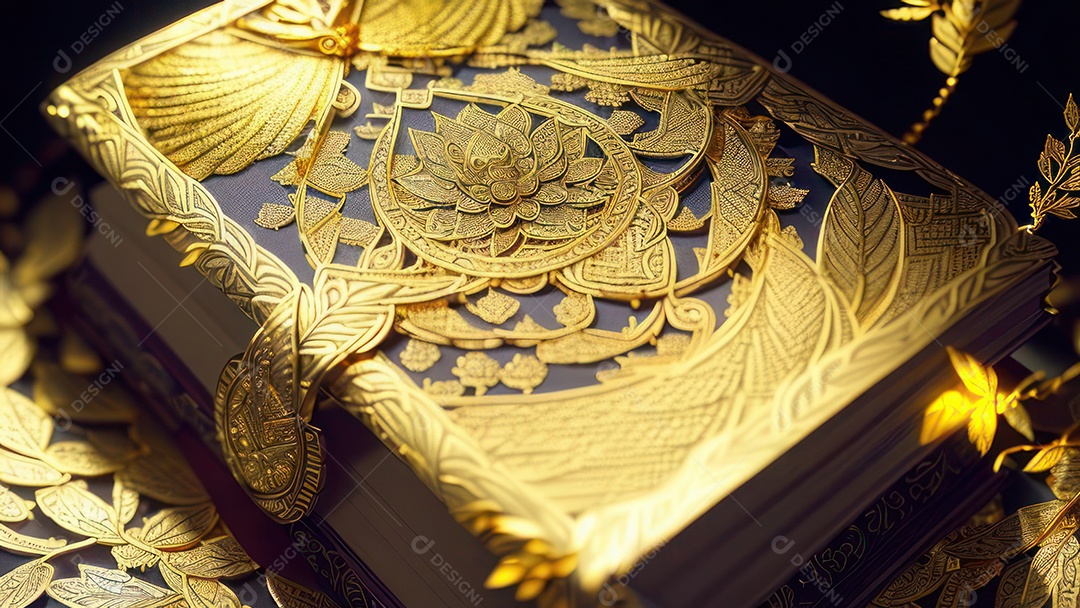 Imagem realista livro dourado.