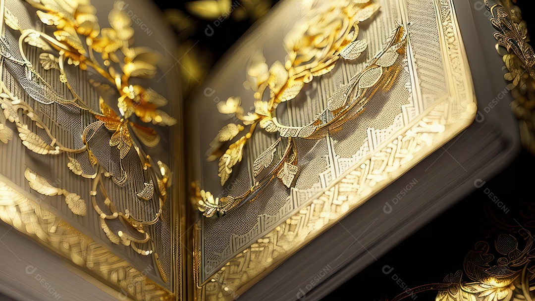 Imagem realista livro dourado.