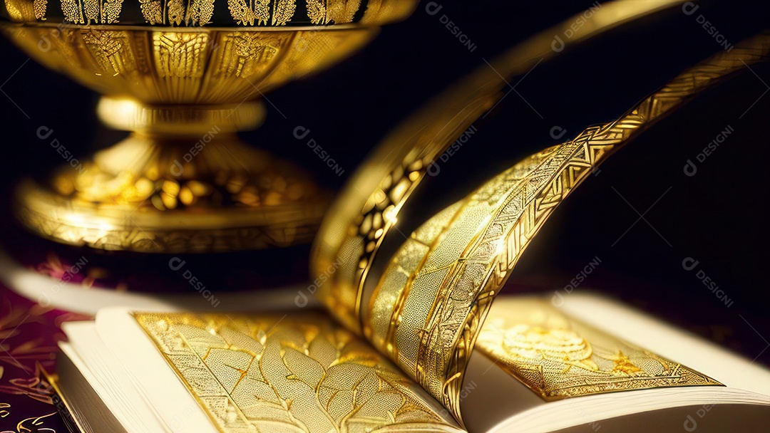 Imagem realista livro dourado.