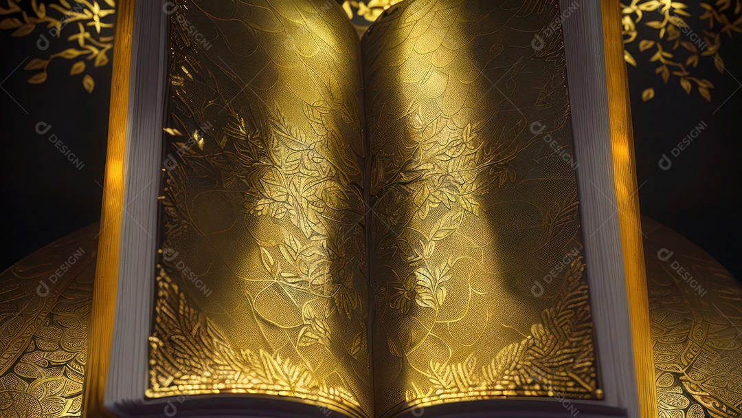 Imagem realista livro dourado.