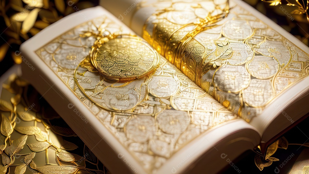 Imagem realista livro dourado.