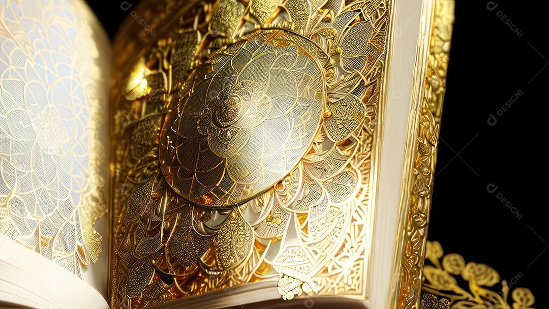 Imagem realista livro dourado.