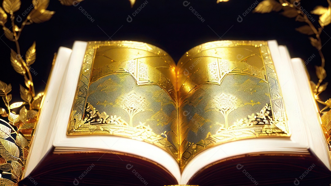 Imagem realista livro dourado.
