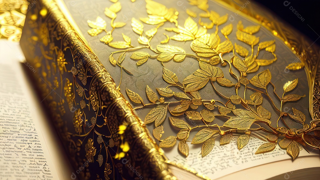Imagem realista livro dourado.