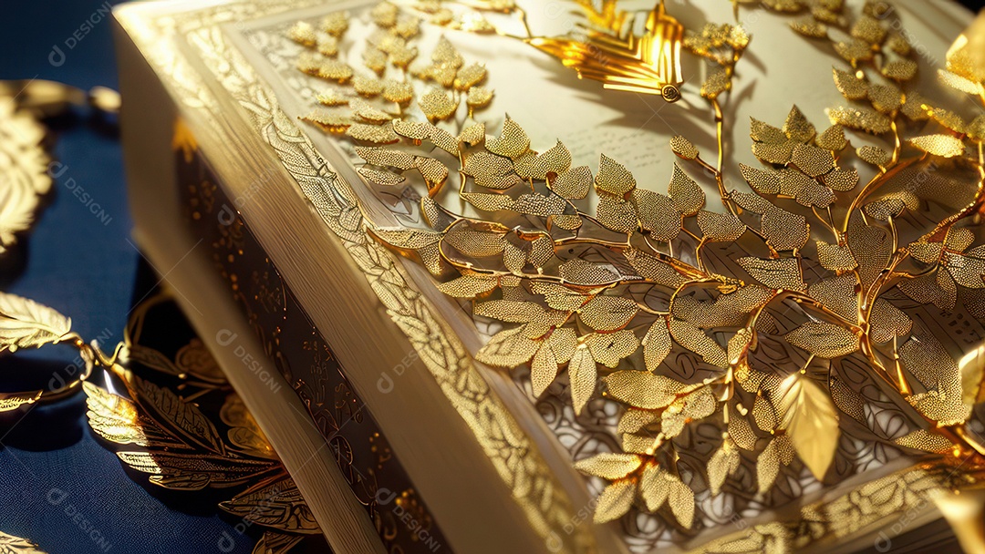 Imagem realista livro dourado.