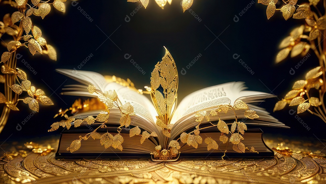 Imagem realista livro dourado.