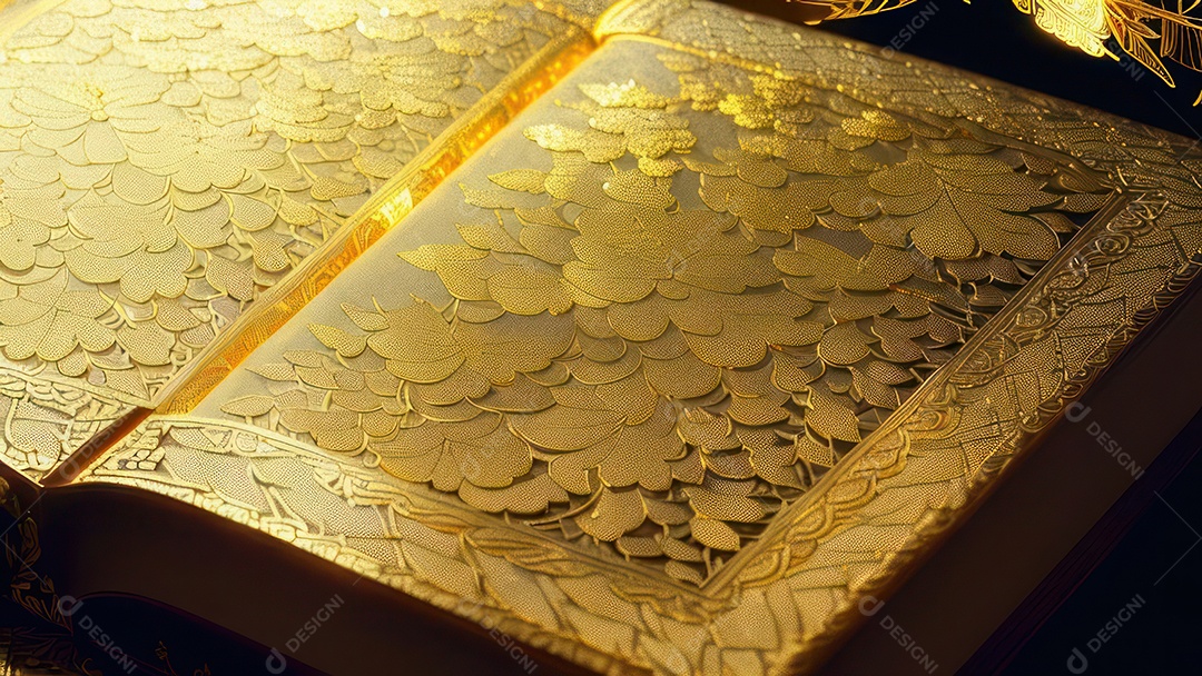 Imagem realista livro dourado.