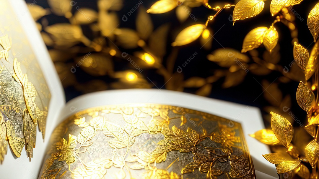 Imagem realista livro dourado.