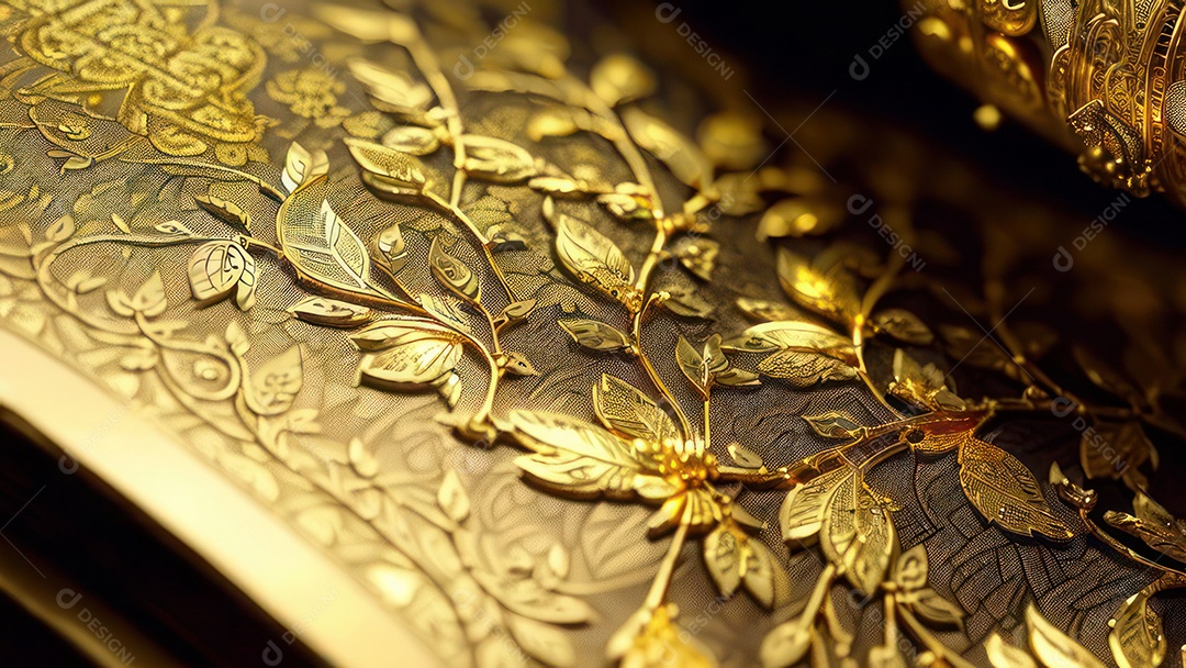 Imagem realista de livro dourado.