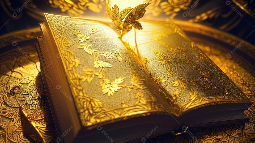 Imagem realista livro dourado.