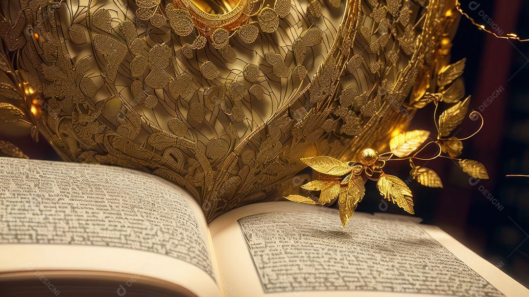 Imagem realista livro dourado.