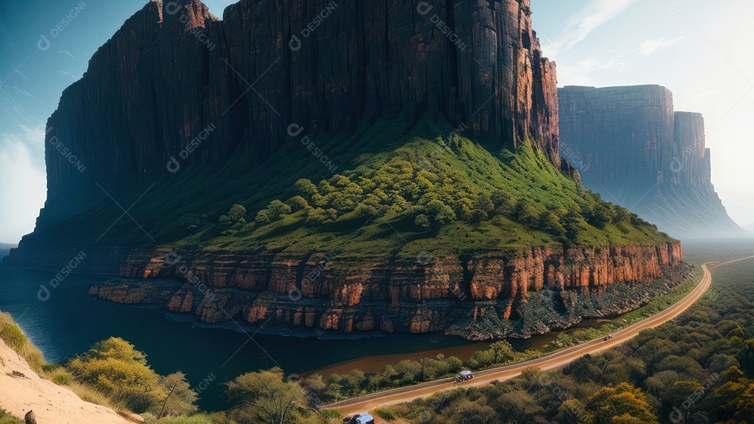 Imagem realista de montanhas.