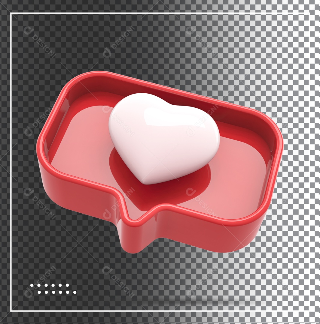Like Vermelho De Coração Branco Elemento 3D PSD