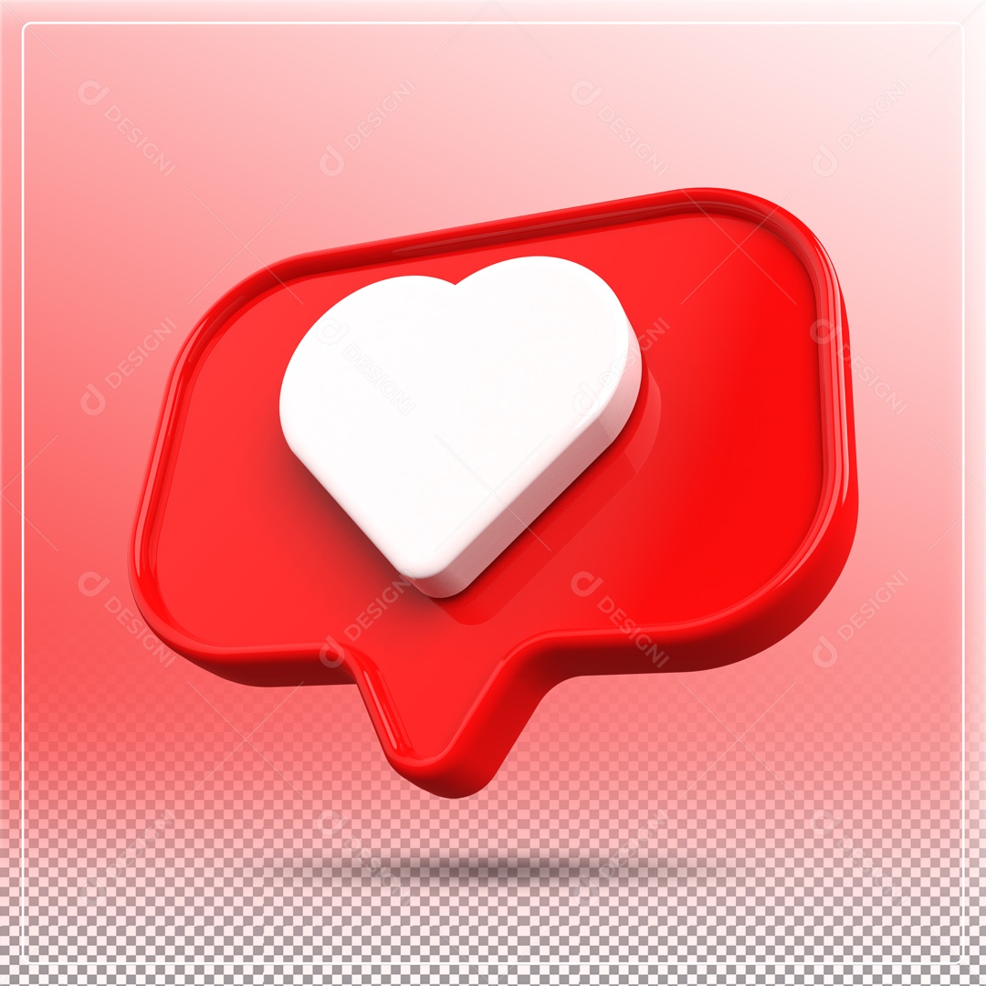 Like Vermelho De Coração Branco Elemento 3D PSD