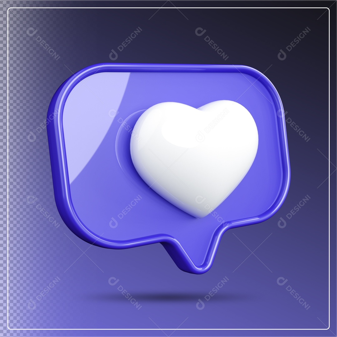 Like Azul De Coração Branco Elemento 3D PSD