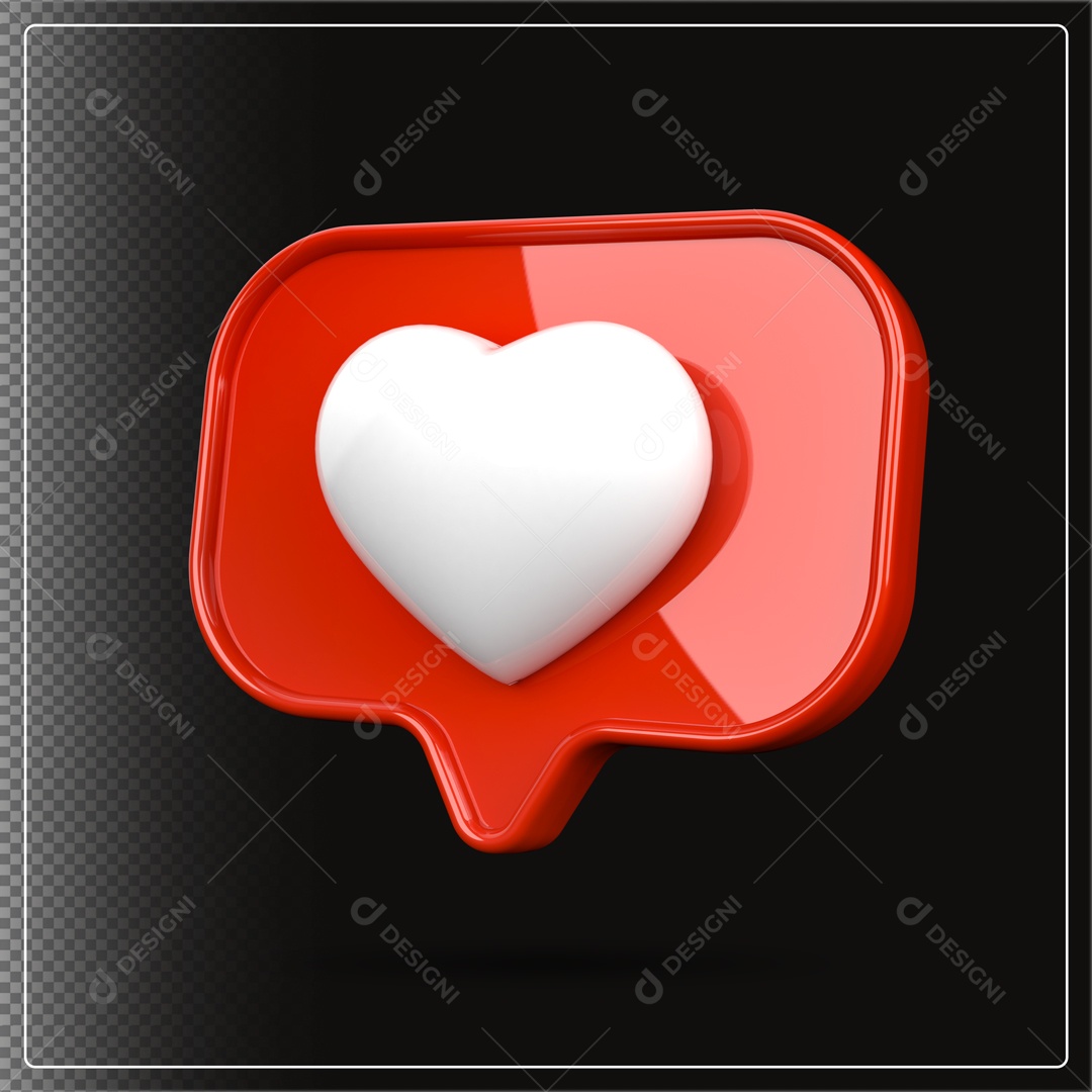 Like Vermelho De Coração Branco Elemento 3D PSD