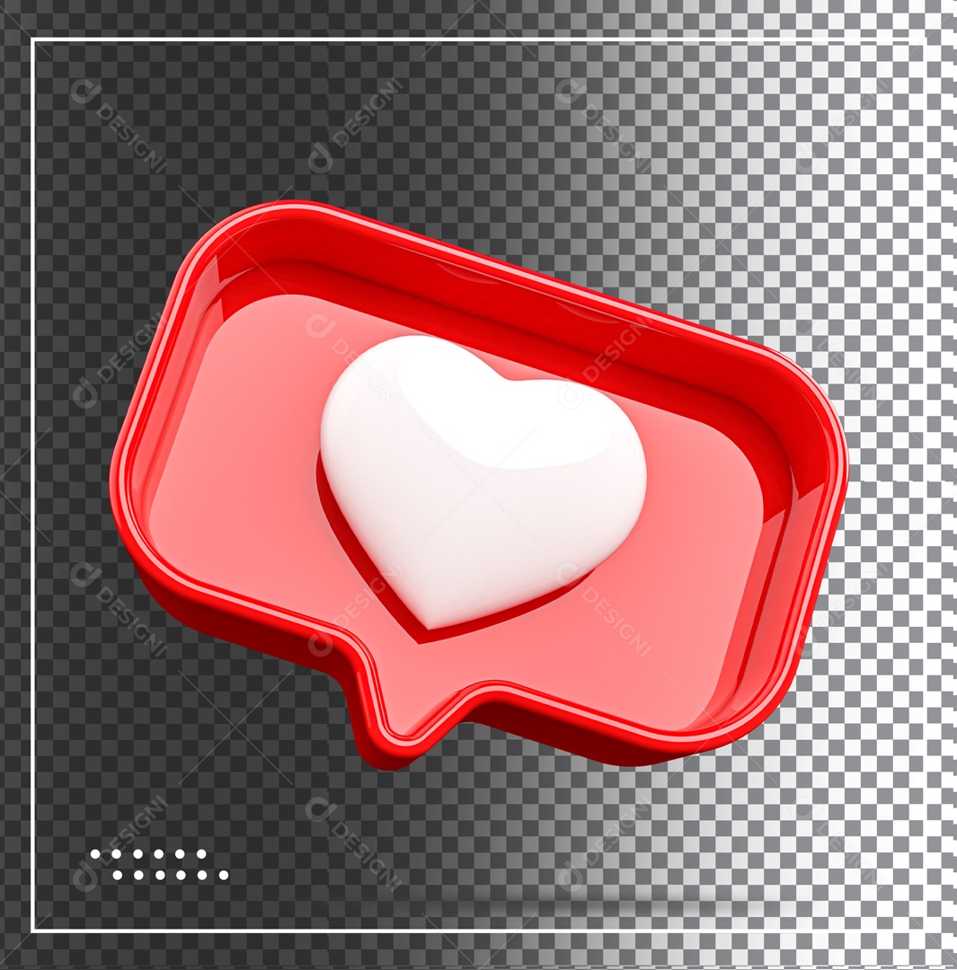 Elemento 3D Like Vermelho De Coração Branco PSD